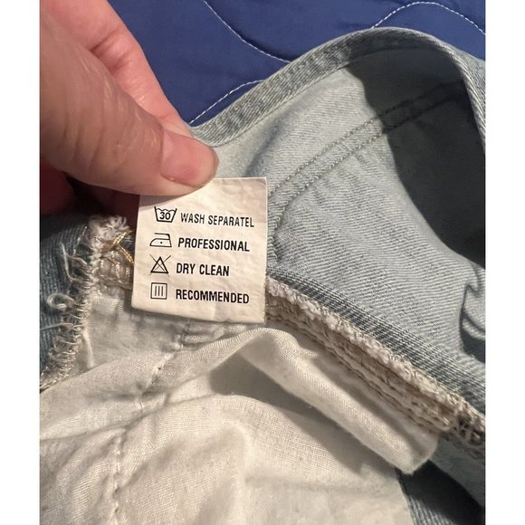 Misslook Floral Painted Denim Bib Overalls size XL - (fits Sz Large) Country - Picture 7 of 9